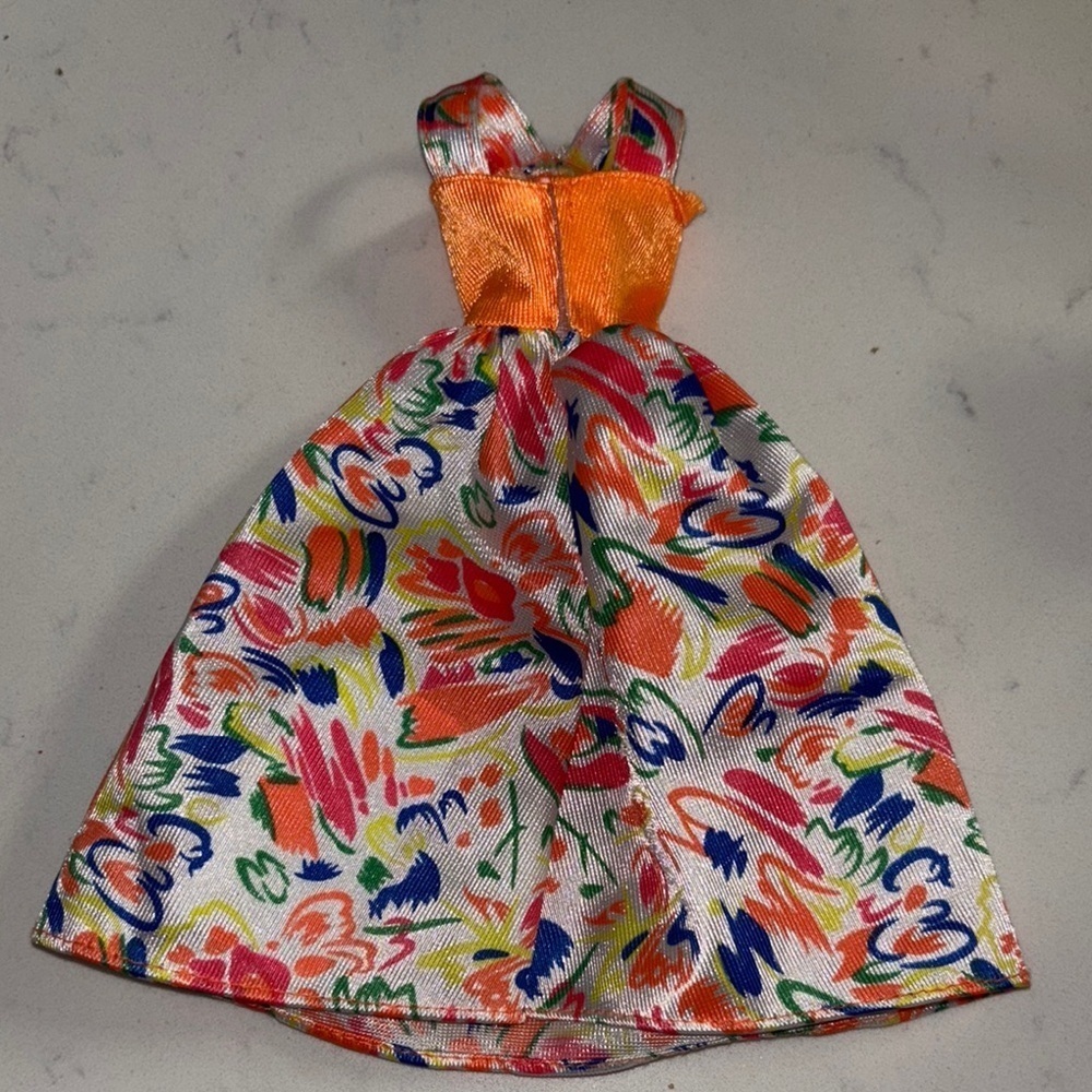 Barbie Orange Bodice Multicolor Abstract Floral Skirt - Picture 5 of 5